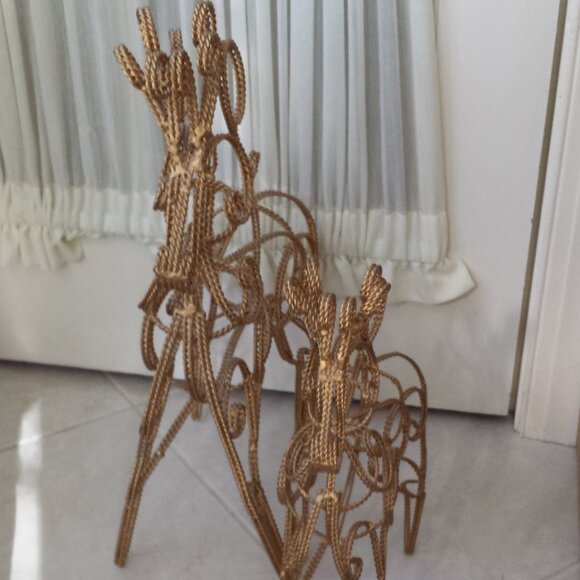 2 Gold Braided Wrought Iron Indoor Deer - Picture 5 of 16